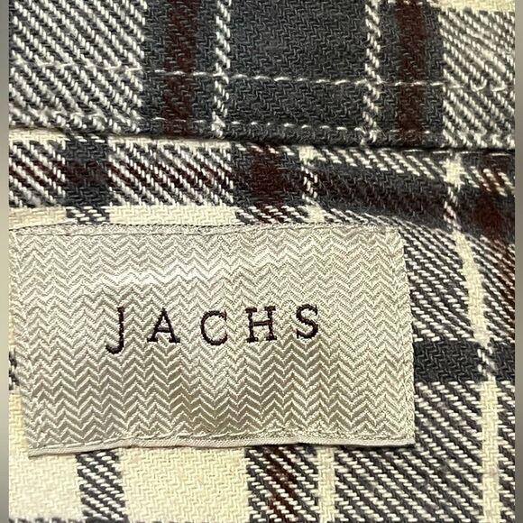 Jachs Cream/Black Button Down Flannel Cotton Men's Size XL Cottage Cabin Grandpa - Picture 2 of 6